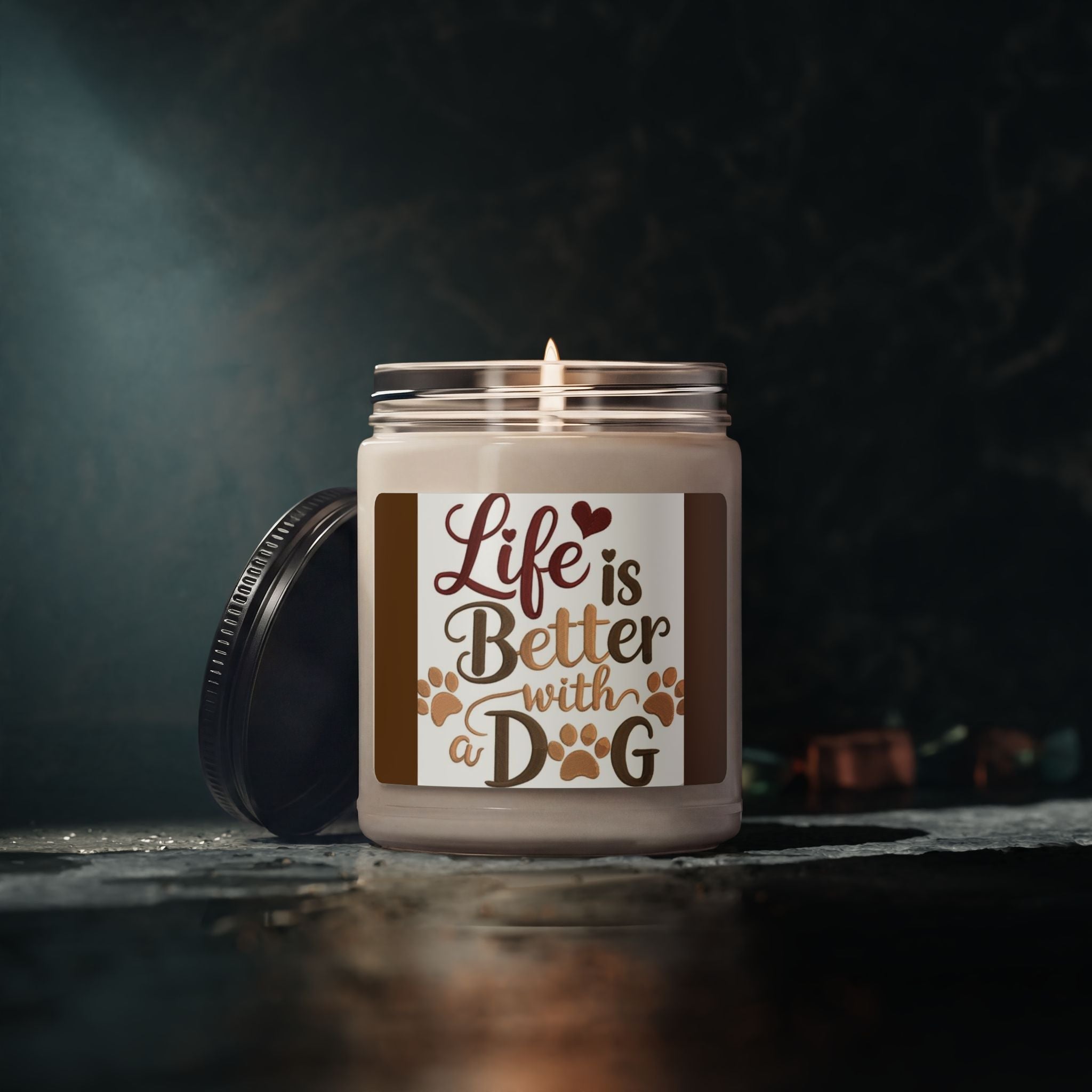 Scented Soy Candle, 9oz, Life is better with a dog - Simply Glow Ohio