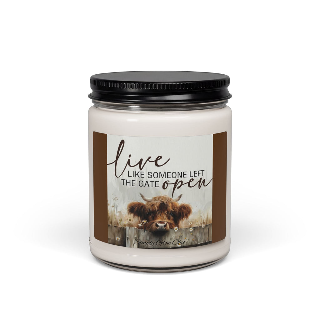 Scented Soy Candle, 9oz, highland cow inspirational design - Simply Glow Ohio