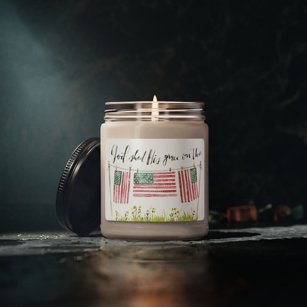 Scented Soy Candle, 9oz, God shed his grace on thee, military, July 4th - Simply Glow Ohio