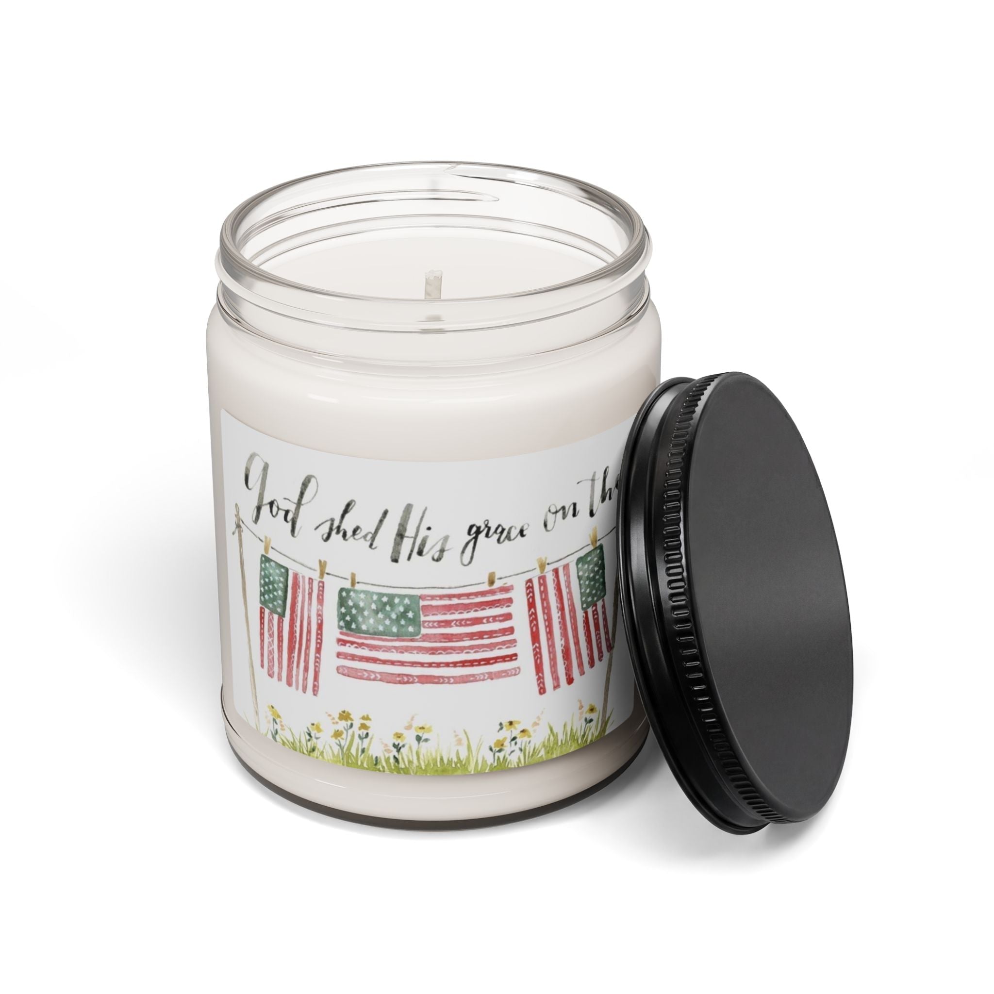Scented Soy Candle, 9oz, God shed his grace on thee, military, July 4th - Simply Glow Ohio