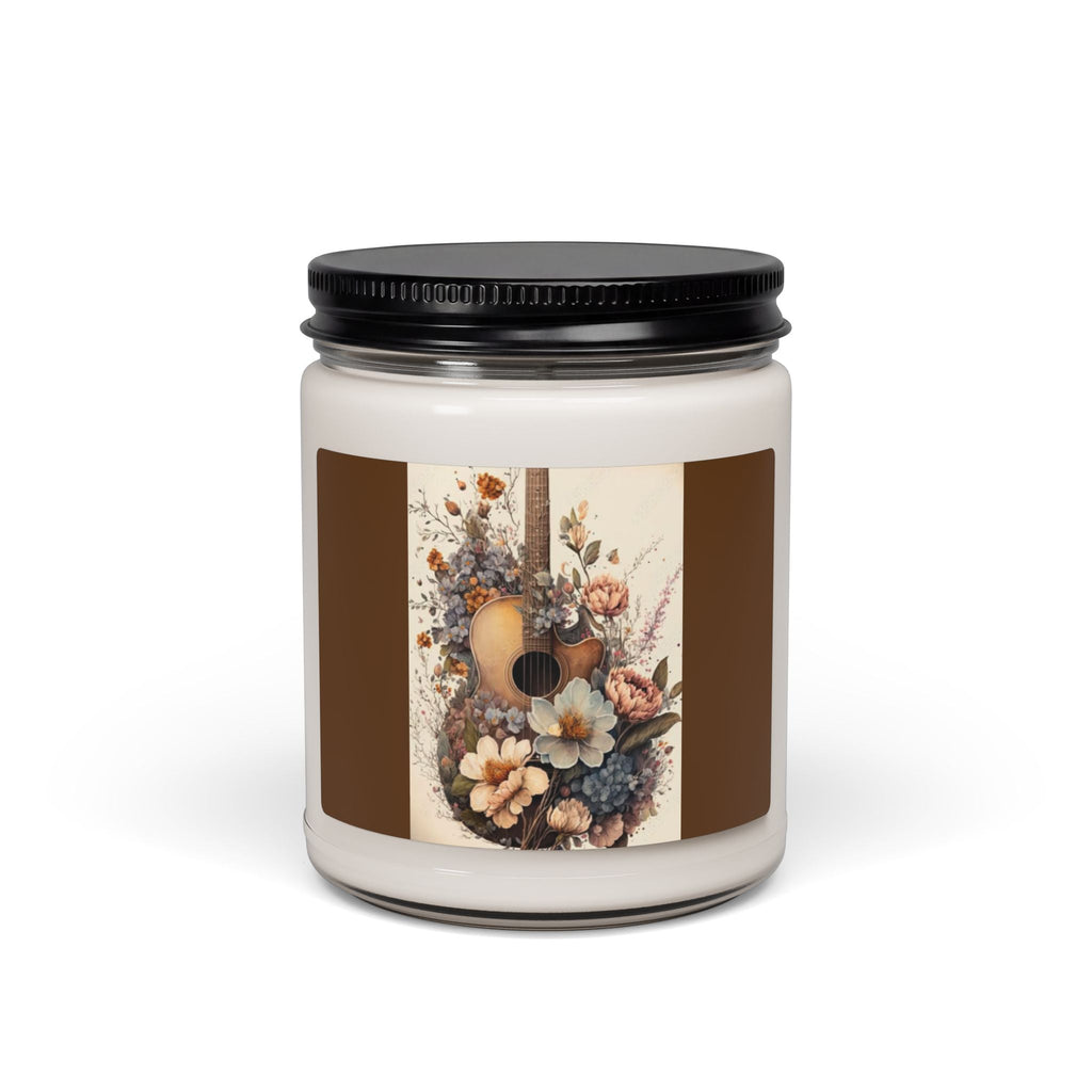Scented Soy Candle, 9oz, Guitar custom music lover design, floral - Simply Glow Ohio