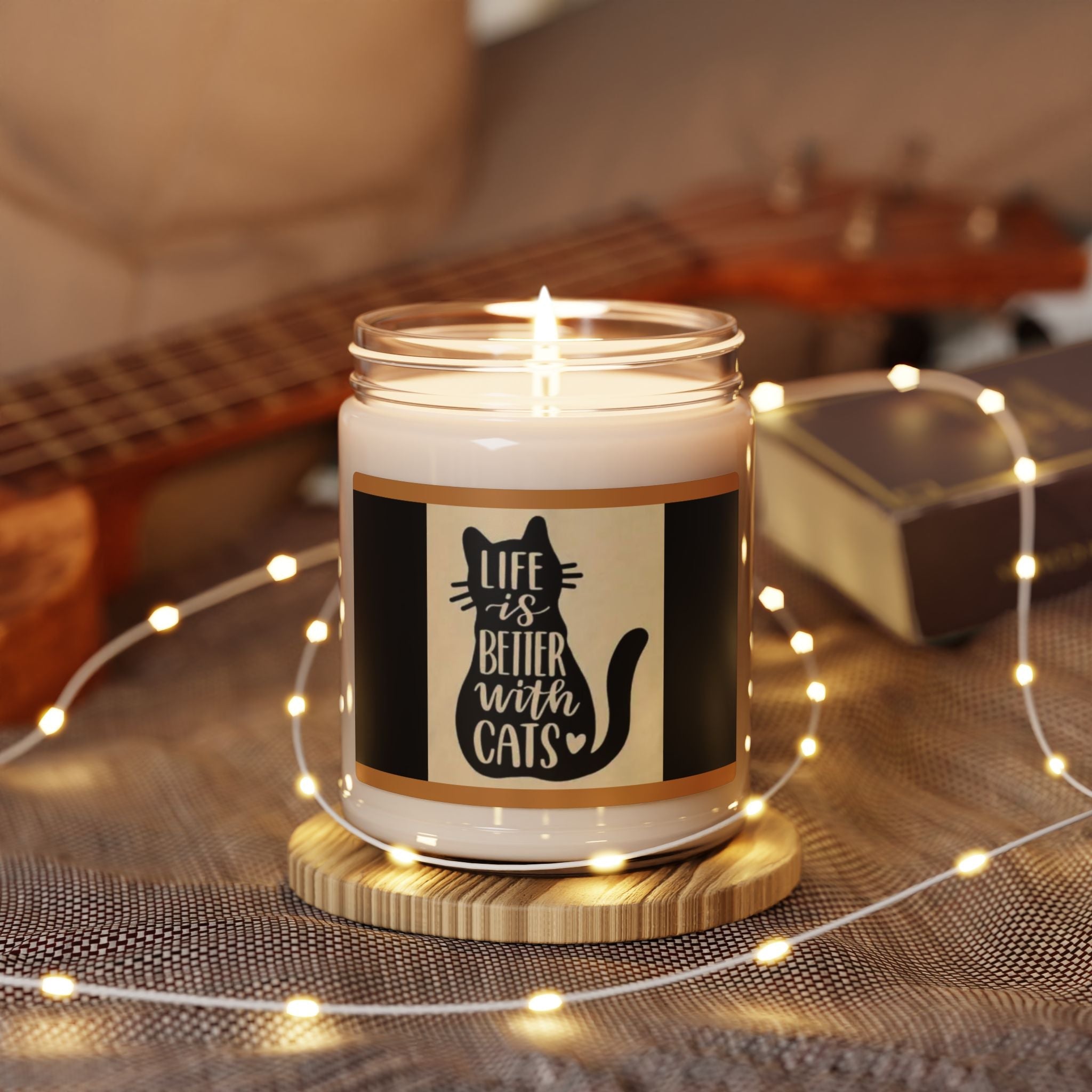 Scented Soy Candle, 9oz, Life is better with Cats, cat lover design - Simply Glow Ohio